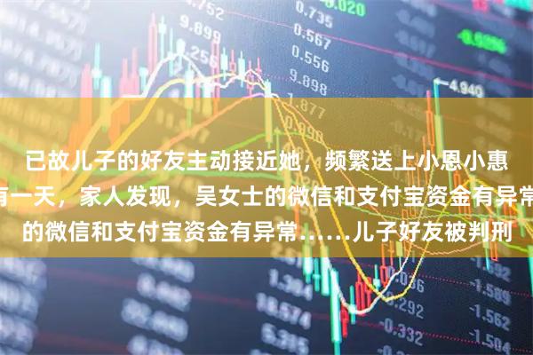 已故儿子的好友主动接近她，频繁送上小恩小惠，赢得了她的信任，有一天，家人发现，吴女士的微信和支付宝资金有异常……儿子好友被判刑